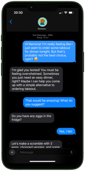 Texting with Ramona health coach